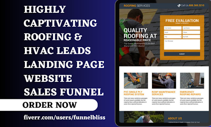 Bestseller - roofing and hvac landing page roofing website roofing sales funnel roofing leads