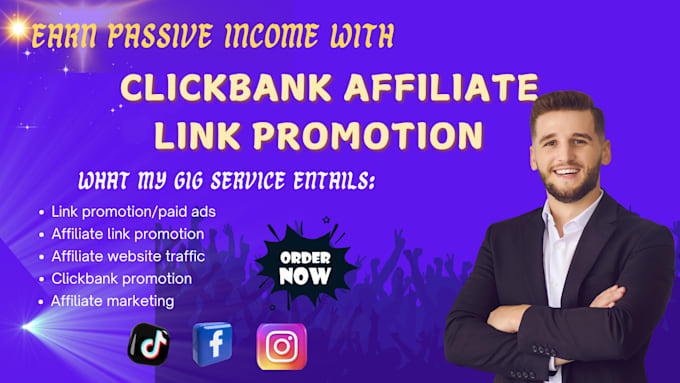 Gig Preview - Clickbank affiliate link promotion, amazon affiliate referral website link promo