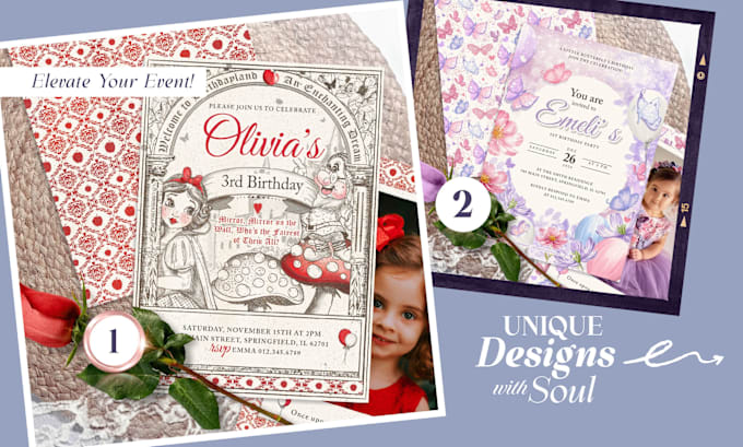 Bestseller - create unique vintage modern or retro birthday invitations for your event