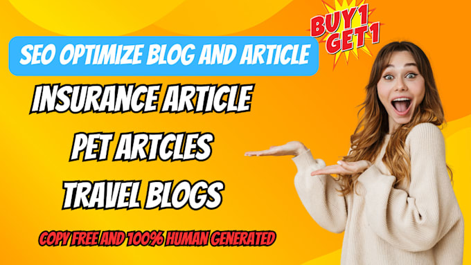 Gig Preview - Write bulk SEO articles for  insurance, travel, pets