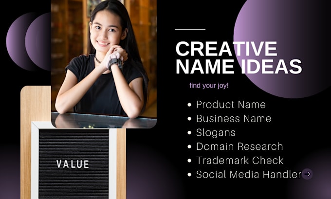 Gig Preview - Create a standout business product and company name ideas list