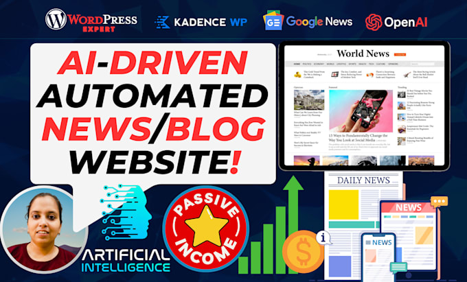 Gig Preview - Do ai automated news website with auto blogging for passive income on autopilot