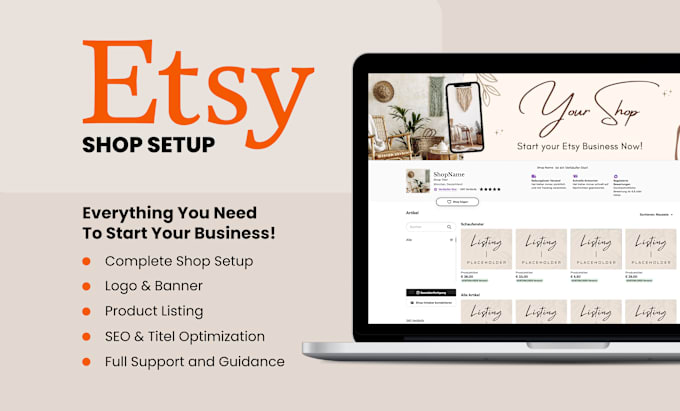 Gig Preview - Setup your etsy shop with everything you need