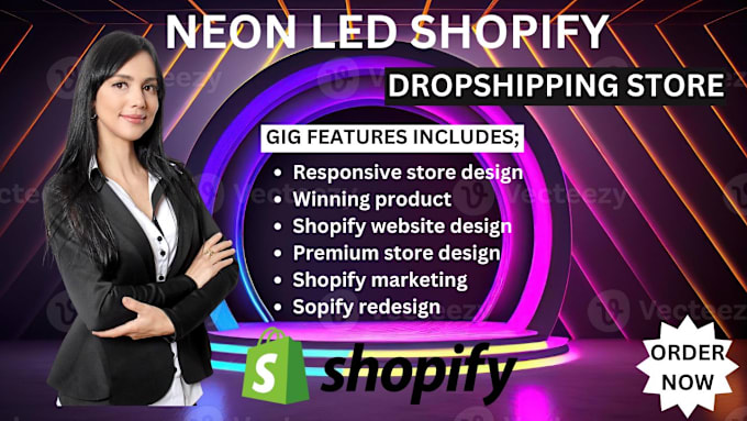 Gig Preview - Design neon shopify store, led light, neon sign , neon store