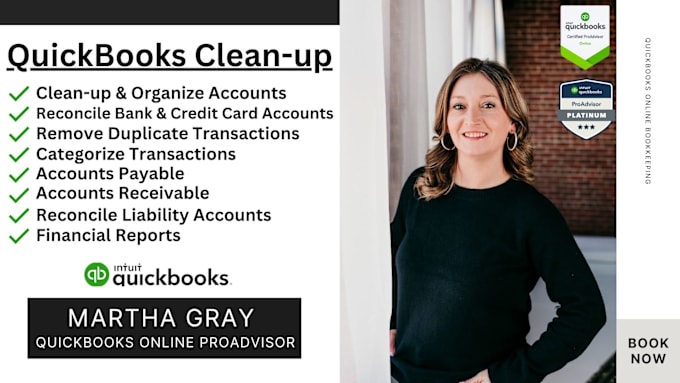 Gig Preview - Cleanup your books in quickbooks online for small businesses