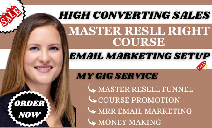 Gig Preview - Set up email marketing to promote master resell right course for passive income