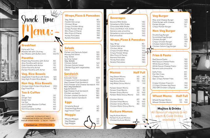 Gig Preview - Create any menu design