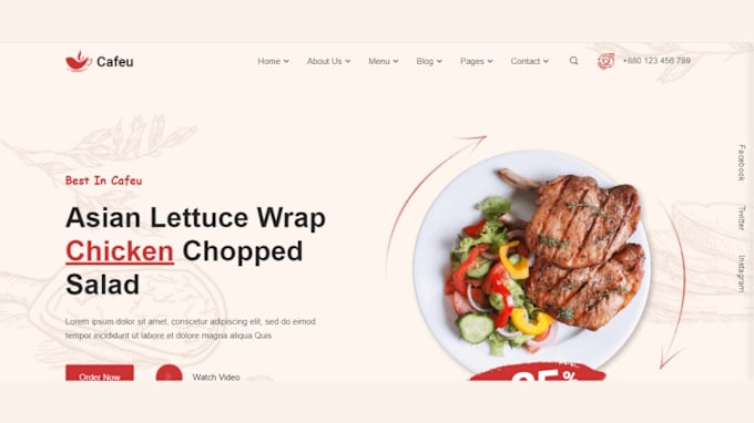 Gig Preview - Design your ideal food and restaurant website with flavourful aesthetics