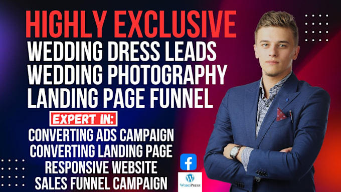 Gig Preview - Generate exclusive wedding dress leads wedding photography landing page funnel