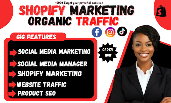 Gig Preview - Do complete shopify marketing organic traffic to boost shopify sales