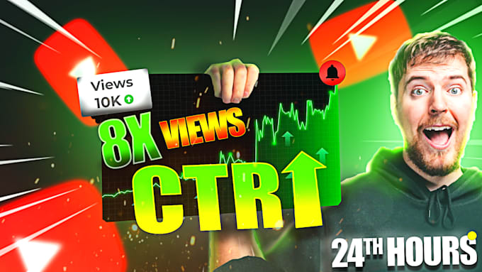 Gig Preview - Best youtube thumbnails design 8x attractive clickbait