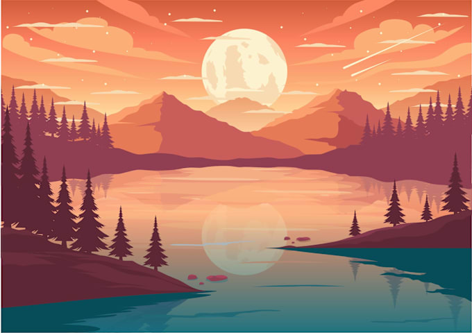 Gig Preview - Draw a beautiful vector landscape illustration for you