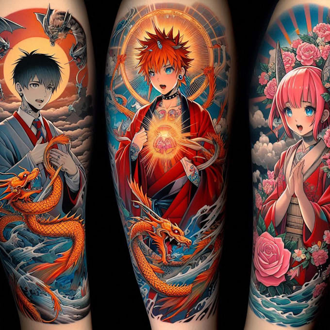 Gig Preview - Do custom tattoo design , anime , traditional or realistic