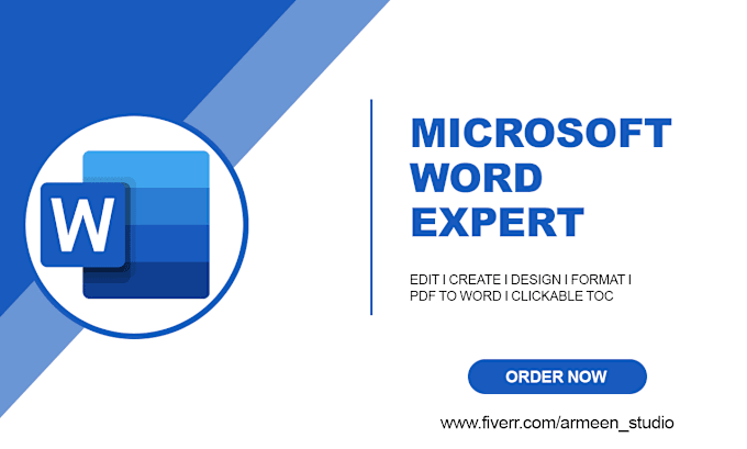 Gig Preview - Create, edit, format and design ms word document, ms word expert