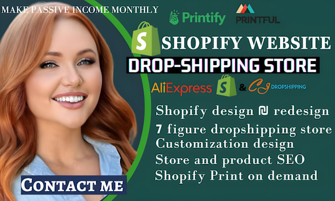 Gig Preview - Create passive shopify dropshipping website, build shopify website