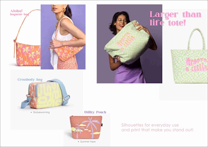 Gig Preview - Design canvas bags with cute and quirky prints, with techpack