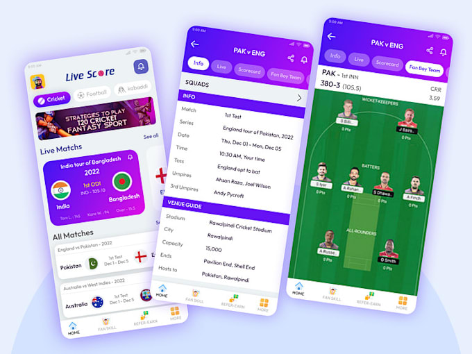 Gig Preview - Develop fantasy sports websites, fantasy football tournament, cricket app