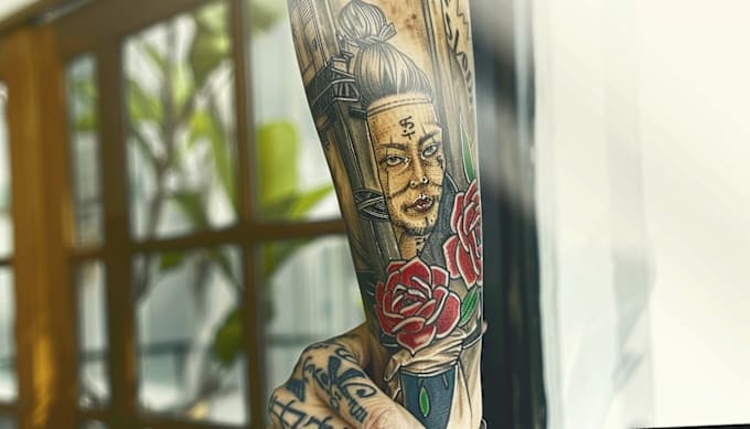 Gig Preview - Draw a custom realism tribal and japanese tattoo sleeve