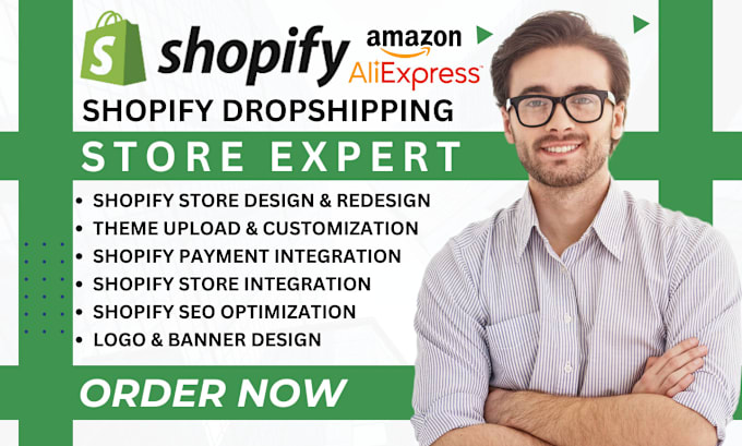 Gig Preview - Build shopify dropshipping store redesign shopify website shopify store redesign