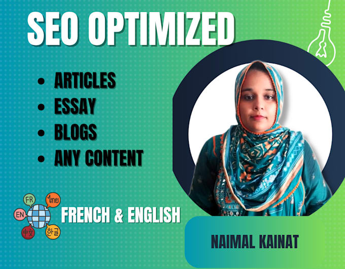 Gig Preview - Write  SEO optimized content and article in french or english