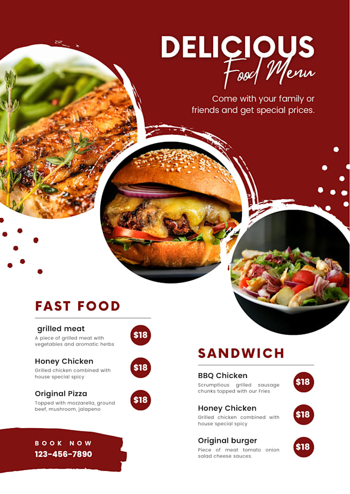 Gig Preview - Design restaurant food menu flyer