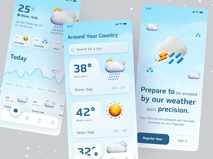 Gig Preview - Weather forecast app, ai weather app, weather predictions app, weather report