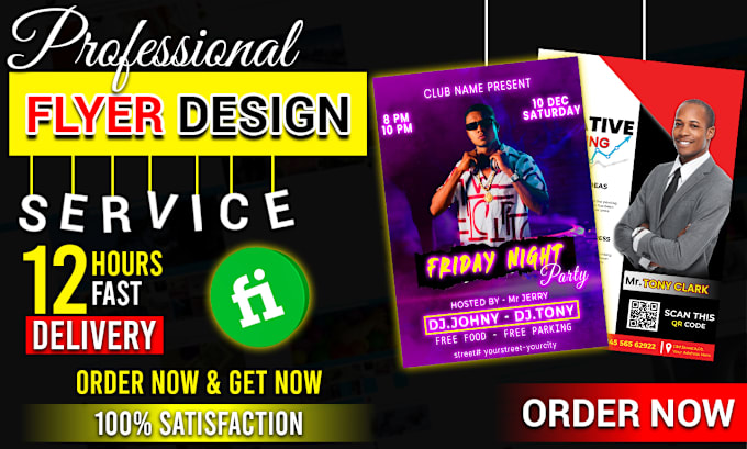 Gig Preview - Design modern business, event, marketing, and restaurant flyers