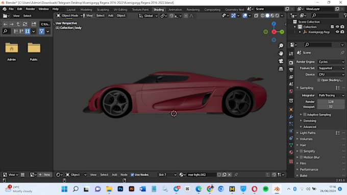 Gig Preview - 3d car modeling 3d realistic model for 3d printing in blender stl file