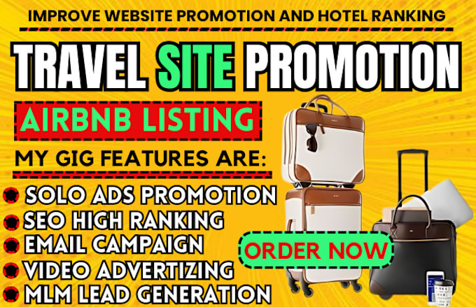 Gig Preview - Do travel site promotion, airbnb marketing , vrbo, boost hotel booking website