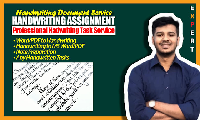 Gig Preview - Do hand writing assignment and handwritten to ms word PDF