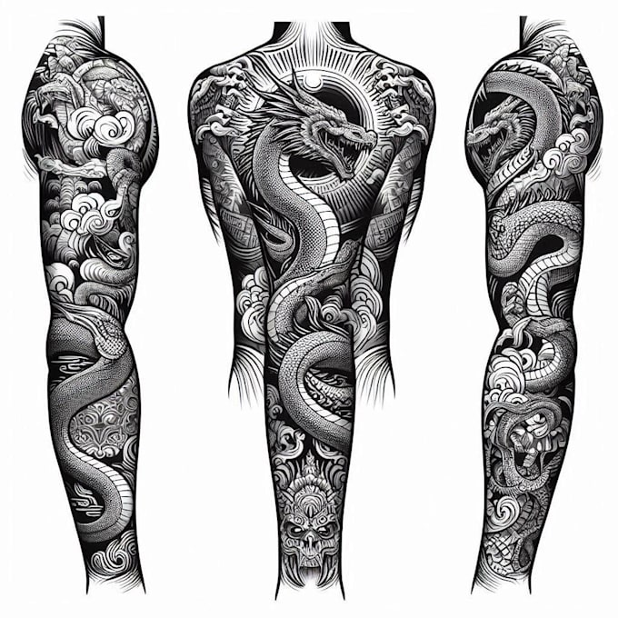 Gig Preview - Create custom tattoo design, tattoo sleeve