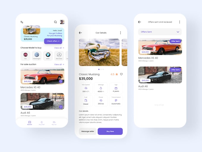 Gig Preview - Car marketplace app, car rental app, car dealership app, car auction app