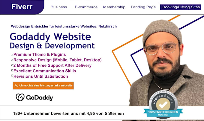 Gig Preview - Develop modern professional godaddy business website design or redesign