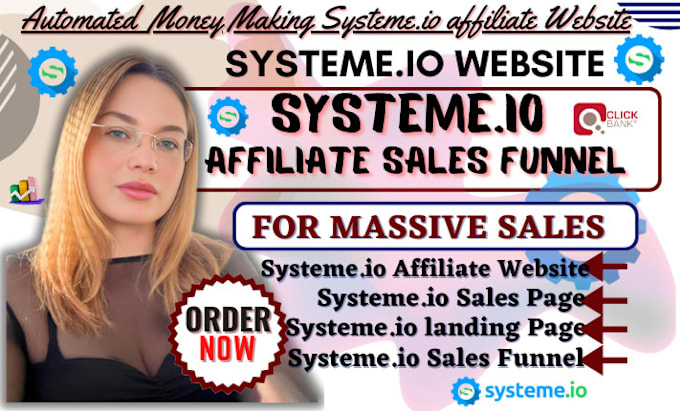 Gig Preview - Do systeme io website, systeme io landing page affiliate marketing sales funnel