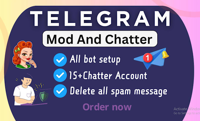 Gig Preview - Chat and manage your telegram community manager with 10 chat