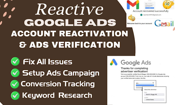 Gig Preview - Fix google ads advertiser verification and ads account reactive