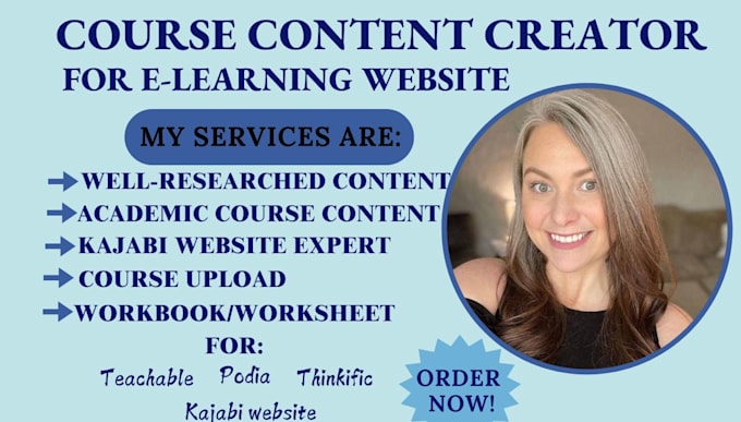 Gig Preview - Create course content, course curriculum, elearning digital course, lesson plan