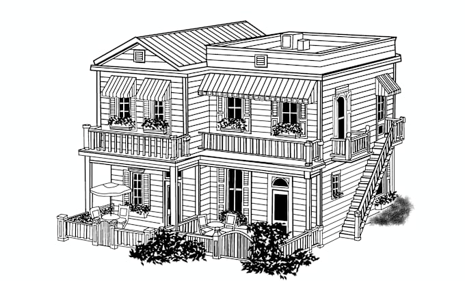 Gig Preview - Draw detail sketch of house, building, or places you want