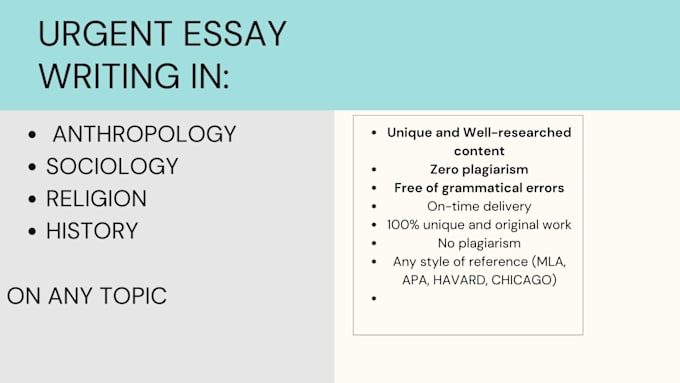 Gig Preview - Do archaeology essays, sociology, anthropology essays, history, arts and music