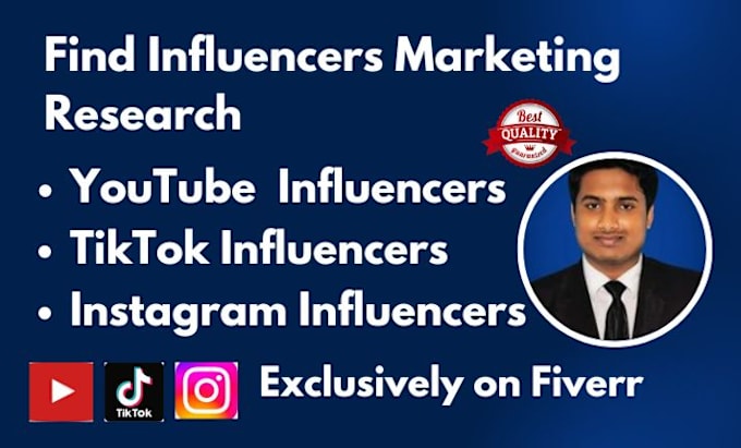 Gig Preview - Find instagram influencers, tiktok influencers, and youtube influencers list