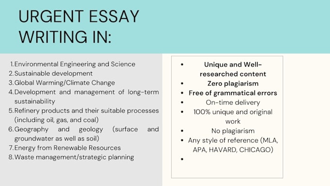 Gig Preview - Do environmental science essays, climate change, sustainability and management