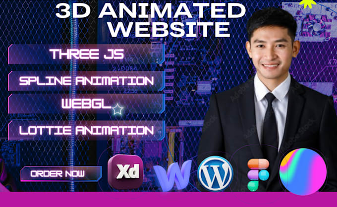 Gig Preview - Interactive 3d animated website 3d animation spline,scrolling animation, lottie