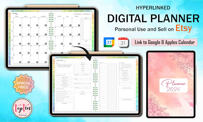 Bestseller - design digital planner to apple or google calendar sync for etsy