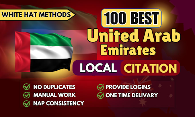 Gig Preview - Create manually 120 best uae local citations