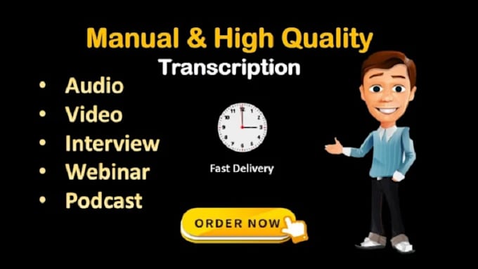 Gig Preview - Transcribe audio video interview podcast webinar  zoom record transcript