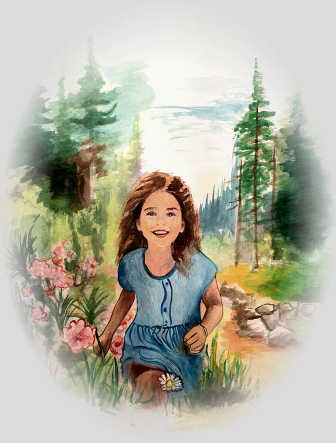 Gig Preview - Hand paint charming watercolor illustrations for kids books