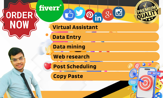 Gig Preview - Your virtual assistant for data entry, typing, web research and copy paste