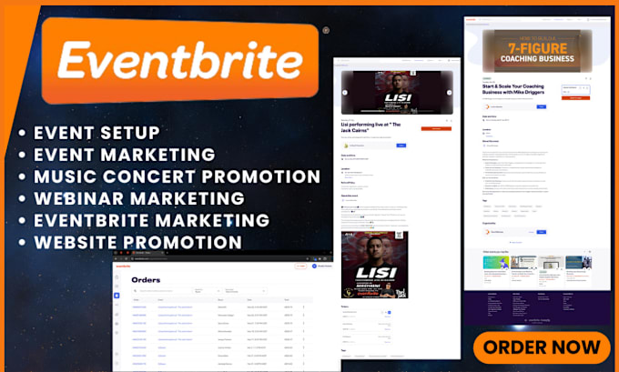 Gig Preview - Set up event on eventbrite, manage, promote your event to increase attendee