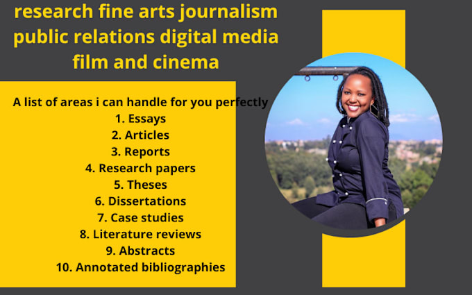 Gig Preview - Research fine arts journalism public relations digital media film and cinema