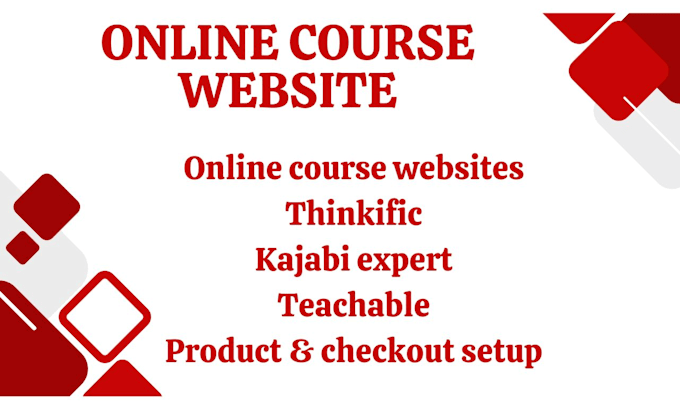 Gig Preview - Thinkific, kajabi online course website learndash, podia website, course website